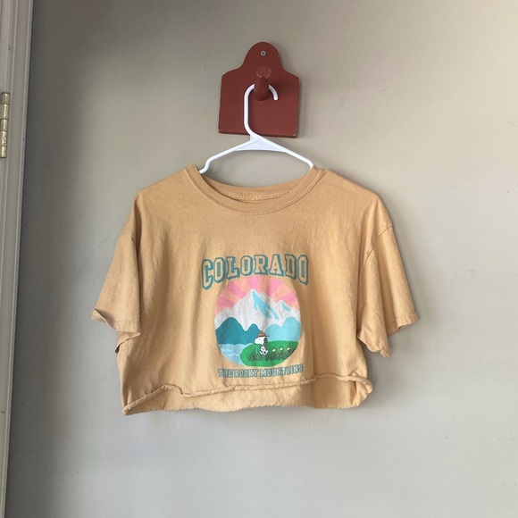 Peanuts Rocky Mountains Printed Crop Top L - Picture 1 of 6